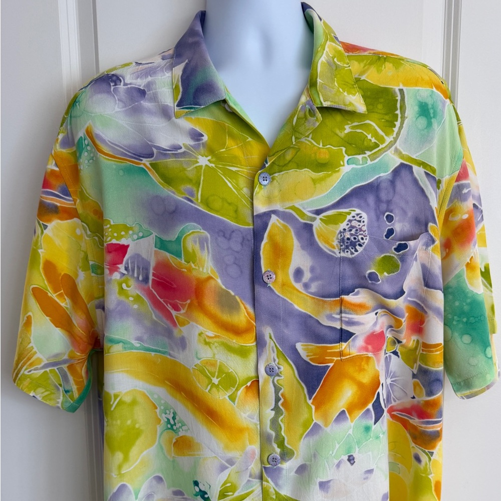 Jams World Men’s Hawaiian Aloha Short Sleeve Shirt, XL, “Koi Pond”, EUC